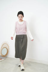 Purple alpaca knit U neck vest