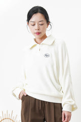 Super soft terry cloth polo sweater