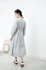 Blue boat neckline one piece in side ribbons