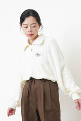 Super soft terry cloth polo sweater