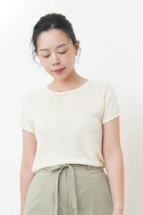 Mint summer knit top w/ contrast lining
