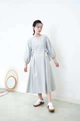 Blue boat neckline one piece in side ribbons