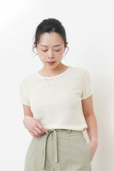 Mint summer knit top w/ contrast lining