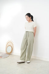 Mint summer knit top w/ contrast lining