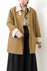 Trench coat w/ corduroy patchwork details