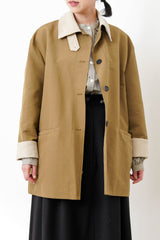 Trench coat w/ corduroy patchwork details