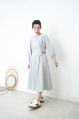 Blue boat neckline one piece in side ribbons