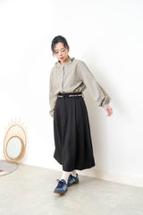 Black A cut skirt in contrast fringe trimmed