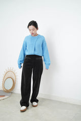 Skyblue knit top w/ overlap layering