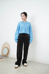 Skyblue knit top w/ overlap layering