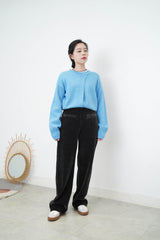 Skyblue knit top w/ overlap layering