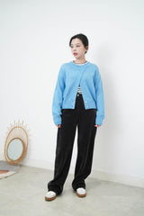 Skyblue knit top w/ overlap layering
