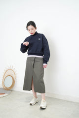 Navy turtle neck pullover w/ embroidery