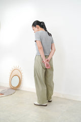 Light green summer curve trousers w/ strap