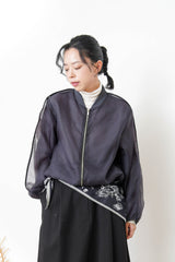 Charcoal premium sheer bomber jacket