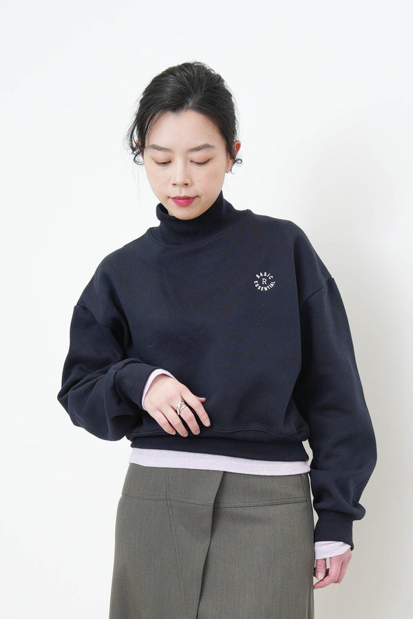 Navy turtle neck pullover w/ embroidery