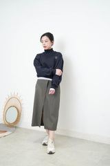Navy turtle neck pullover w/ embroidery