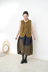 Mustard cotton vest in round hem