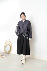 Charcoal premium sheer bomber jacket