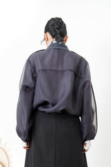 Charcoal premium sheer bomber jacket