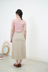 Beige skirt in overlap style