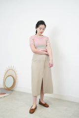 Beige skirt in overlap style