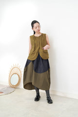 Patchwork denim skirt