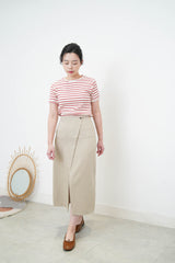 Beige skirt in overlap style