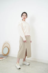 Beige skirt in overlap style