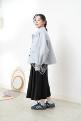 Blue merino wool jacket in 2 ways