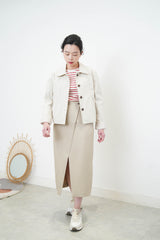 Beige skirt in overlap style