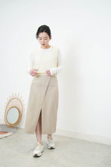 Lemon alpaca knit U neck vest