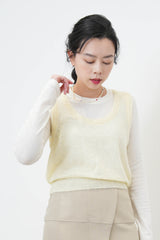 Lemon alpaca knit U neck vest