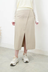 Beige skirt in overlap style