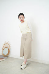 Beige skirt in overlap style
