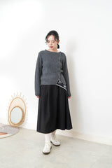 Grey thin knit sweater w/ side buttons