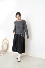 Grey thin knit sweater w/ side buttons