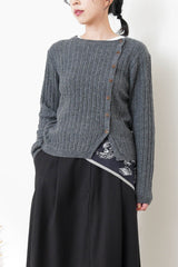 Grey thin knit sweater w/ side buttons