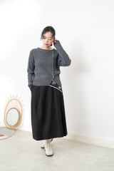 Grey thin knit sweater w/ side buttons