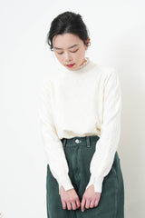 Ivory pattern knit top in chiffon neck