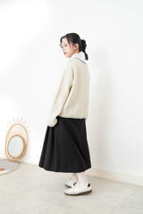 White detail outlined wool cardigan