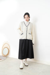 White detail outlined wool cardigan