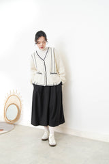 White detail outlined wool cardigan