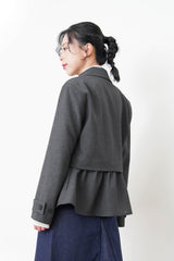 Charcoal blazer w/ peplum layering