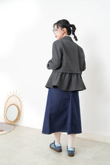 Charcoal blazer w/ peplum layering