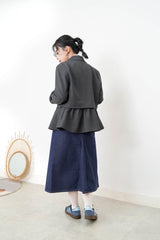 Charcoal blazer w/ peplum layering