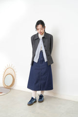 Charcoal blazer w/ peplum layering