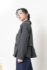 Charcoal blazer w/ peplum layering