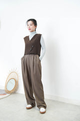 Brown wool asymmetrical vest