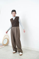 Brown wool asymmetrical vest
